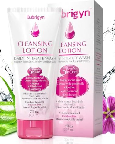 Lubrigyn - Cleansing Lotion, Moisturizing and Replenishing Daily Feminine Wash, Hyaluronic Acid-Enriched Feminine Care for Dry and Delicate Skin, pH Balancing Wash with Fitoextract Complex, 7 fl oz