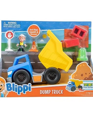 Blippi Dump Truck - Fun Freewheeling Vehicle Featuring 3 Construction Worker Sounds and Phrases - Educational Vehicles for Toddlers and Preschoolers - Amazon Exclusive