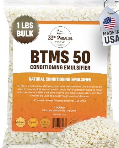 33rd PARALLEL | BTMS 50 (1 LBS / 16 Oz) Conditioning Emulsifier | 100% Natural Plant Derived | Behentrimonium Methosulfate Cetearyl Alcohol Emulsifying Conditioner | Product of USA (1 POUND)