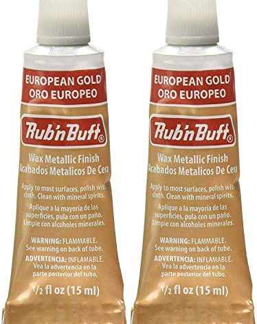 AMACO - Rub 'n Buff Wax Metallic Finish, (European Gold), (0.5-Fluid Ounce) (2-Pack)