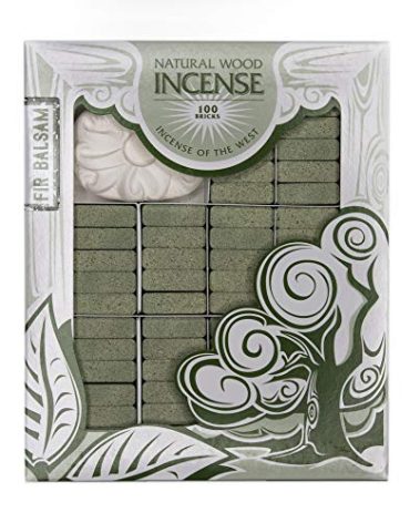Incienso de Santa Fe - Fir Balsam Natural Wood Incense Bricks with Holder, 100 Count - Made in The USA