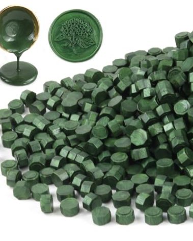 720Pcs Pine Green Wax Seal Beads, Sealing Wax Beads, 0.55lb Octagon Wax Pellets Refill Pack for Wax Seal Kit, Wedding Invitations Decor, Letter Envelope Seal, Gift Wrapping, DIY Crafts (Pine Green)