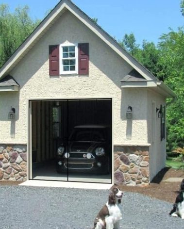 Garage Door Screen - 1 Car 10x7Ft Magnetic Closure Heavy Duty Weighted Bottom Screen Self Sealing Fiberglass Mesh Retractable Net - Easy Assembly & Pass-Through(Black)