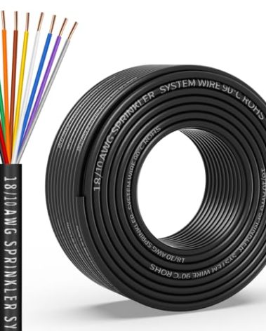 18/10 Solid Sprinkler System Wire 50ft, 18 Gauge Irrigation Wires PVC Jacket Sprinkler Cable for Underground Irrigation Valves Field Central Control System