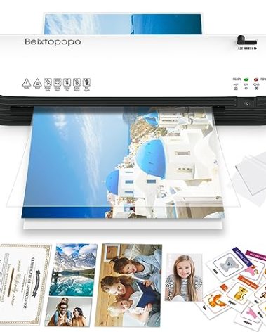 Thermal Laminator, 8.5x11 Laminator, 9 Inch Laminater Machine with 12 Laminating Sheets, A4/A5/A6 Personal Hot Cold Laminating Machine for Home School Teachers Office, Anti-Jam