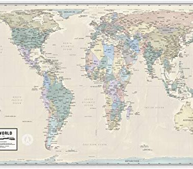 Gall Orthographic World Map | Most Accurate World Map - Countries are Shown in Correct Proportion to Each Other | Laminated World Map | 36” x 24”