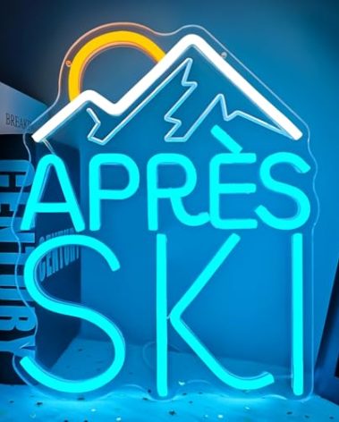 Apres Ski Neon Sign Ski Social Club Neon Sign for Wall Decor Dimmable Led Signs Neon Light Sign for Ski Party Bar Resort Light Up Sign for Skier Cafe Man Cave