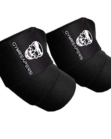 Gymreapers Weightlifting Elbow Wraps (1 Pair) - Flexible 40'' Elbow Compression Strap & Joint Support Brace - For Bench Press, Powerlifting, and Pressing (Black)