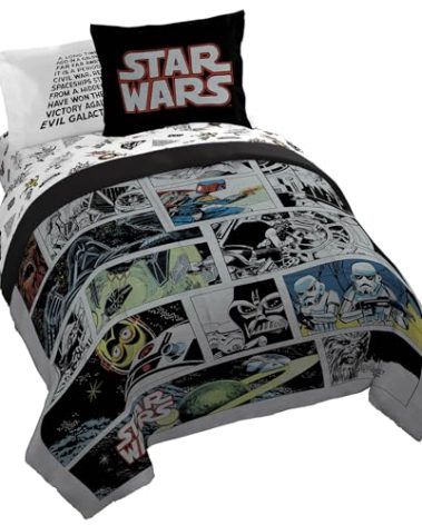 Jay Franco Star Wars Comic Book Queen Size Comforter Set - 7 Piece Bedding Includes Sheet Set & Pillow Covers - Super Soft Cozy Kids Bedding