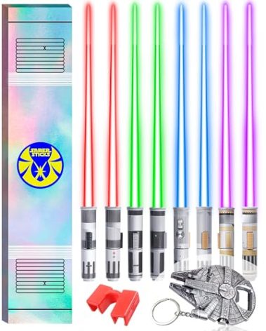 Lightsaber Chopsticks Light Up Star War Chopstick Light Up Mini Light Saber Chopsticks for Adults Cool Chopstick Light Saber Sticks Led Chop Sticks Jedi Stix Red Blue Green Purple 4 Pairs
