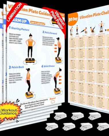 Vibration Plate Exercise Machine Poster - 6 Workout Guidance & 2 Pcs Planner, Comprehensive Whole Body Wave Vibrating Workout Chart
