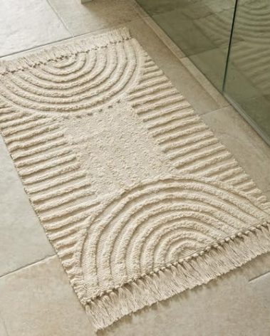 KIBAGA Beautiful Boho Rug with Tassels for Your Bathroom - Soft 2 x 3 ft. Cotton Rug Fits Perfectly Into Your Bath - Washable, Non-Slip Mat Ideal to Enhance Any Modern Home Decor, 24 x 36 inch