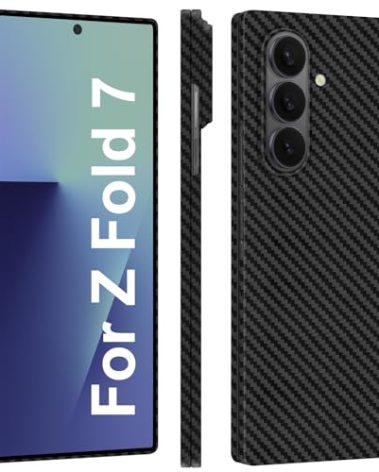 kaisenkec Slim Thin 1500D Carbon Fiber Case Compatible with Samsung Galaxy Z Fold 7, Aramid Fiber Z Fold7 Cover Supports Wireless Charging, Matte Black Gray Twill [NOT Printed] - Not Magnetic