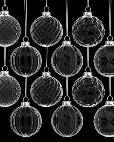 Jenaai 12 Pcs 2.36 Inch Clear Glass Christmas Ball Ornaments Vintage Christmas Tree Decorations Mercury Glass Hanging Ornaments for Trees Xmas Holiday Party Garland DIY Craft Supplies, 6 Style