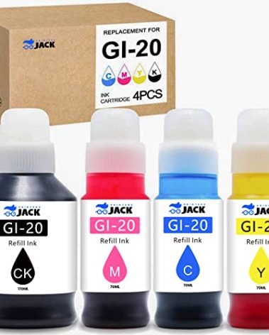Printers Jack Compatible Canon GI-20 GI20 Refill Ink Bottles Kit for Canon PIXMA G5020 G6020 G7020 MegaTank Printers