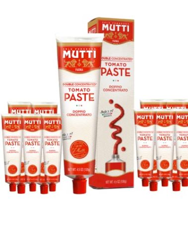 Mutti Double Concentrated Tomato Paste (Doppio Concentrato), 4.5 oz. Tube | 12 Pack | Italy’s #1 Brand of Tomatoes | Tube Tomato Paste | Vegan Friendly & Gluten Free | No Additives or Preservatives
