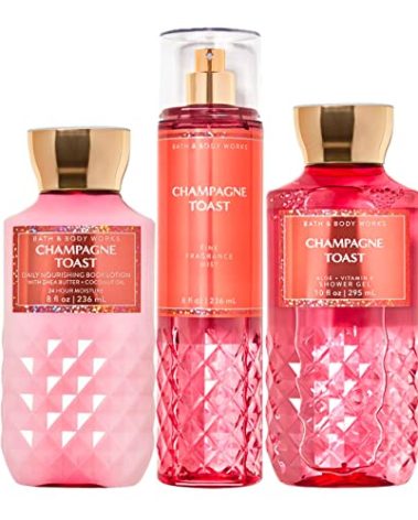 Bath & Body Works - Champagne Toast - Daily Trio - Shower Gel, Fine Fragrance Mist & Super Smooth Body Lotion (Packaging Varies)