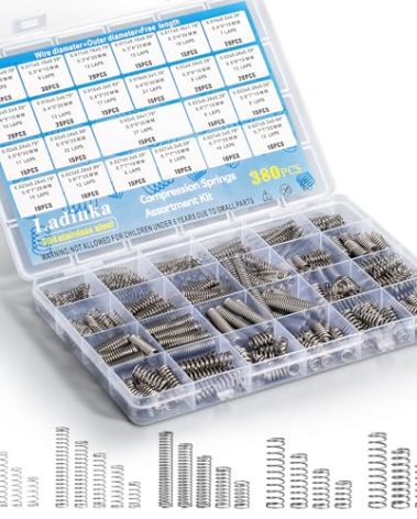 380PCS Stainless Steel Compression Springs Assortment Kit - Small & Tiny Springs with 23 Different Sizes, Metal Compression Springs for Pen Repair, Home DIY, Workshop & Industrial Use