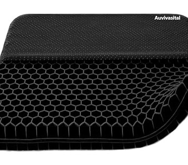 Auvivasital Plus Size Gel Seat Cushion, Extra Large and Thick, Seat Cushion for Pressure Relief for Back, Hip, Sciatica, Tailbone Pain, Use for The Office, Car, Wheelchair, Recliner, Truck.(Black)