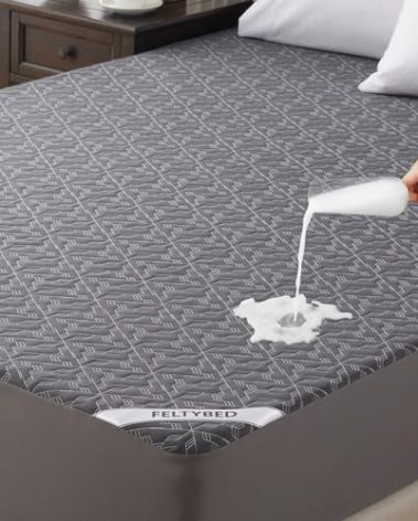 Waterproof Mattress Protector Cal King Size, Grey Mattress Bed Cover, 3D Air Fabric Breathable Mattress Pad Fitted with Deep Pocket 6"- 15" Machine Washable