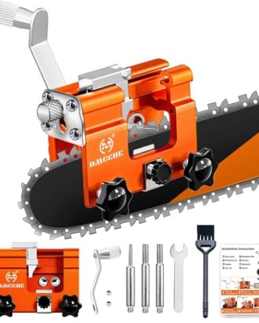 Chainsaw Sharpener Jig Kit, Portable Chainsaw Sharpening Tool with Burr Grinding Stone & Cleaning Brush, Manual Chain Saw Blade Sharpener Accessories for Electric Chain Saw, Lumberjack, Garden Worker