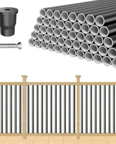 TOCRETOARE 50 Pack 36" Aluminum Deck Balusters, Balusters for Deck Railing, 3/4" Diameter Hollow Round Black Metal Deck Spindles for Deck Railing Stair Porch (50, 36)