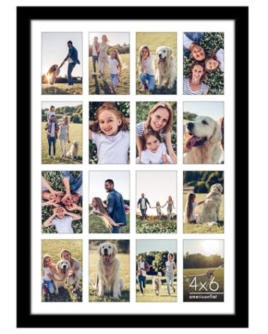 Americanflat 4x6 Collage Picture Frame with Polished Plexiglass - Multi Picture Frames Fit Sixteen 4x6 Photos or Use as One 18x26 Poster Frame for Wall Display - Signature Collection - Black