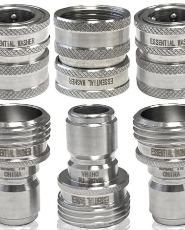 Essential Washer ¾” Stainless Steel Garden Hose Quick Connect Fittings | Plug & Coupler Set of 3