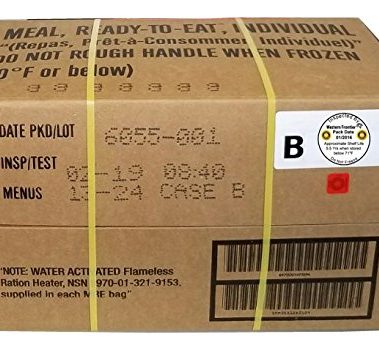 MRE 2019 Inspection Date Case, 12 Meals with 2019 Inspection Date, 2016 Pack Date. Military Surplus Meal Ready to Eat. (B-Case)