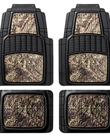 Mossy Oak Camo Trimmable Floor Mats - All Weather Protection - Trim to Fit for Car, SUV, Van, Trucks - Official Licensed Product (4 Pcs)
