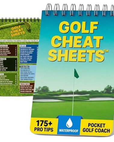 Boopy Golf Cheat Sheets Waterproof Pocketbook - Golf Training Aid - 175+ Swing & Shot Tips Pocket or Golf Bag Guide - Reference Cards for Beginners & Mid-Handicappers