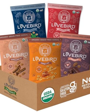 Lovebird Organic Cereal That Actually Tastes Good - 100% Real Food & Healthy Gluten Free Cereal, No Refined Sugar, Paleo, Keto Friendly Healthy Snacks for Kids, Adults - Sampler