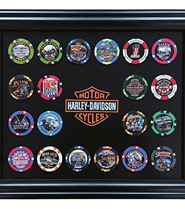 Harley-Davidson Classic Bar & Shield Magnetic Poker Chip Frame - Holds 20 Chips