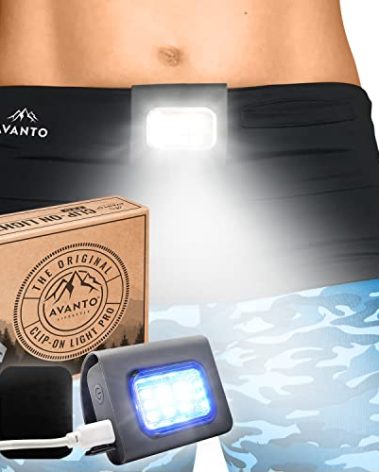 Avanto Lifestyle Clip On Flashlight PRO, Original, 300Lumen LED Light, 2-3h Usetime, Rechargeable Night Running Lights for Runners, Dog Walking Light for Night Walking, Running Flashlight