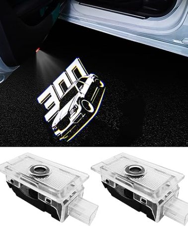 2PCS Car Door Logo Projector Lights Compatible with 300 300C 300S 2005- Present LED Ghost Shadow Light Laser Puddle Lamp Accessories (300)
