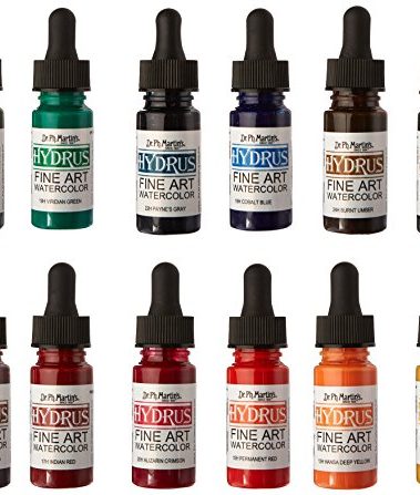 Dr. Ph. Martin's Hydrus Fine Art Watercolor (Set 2) Watercolor Set, 0.5 oz, Set 2 Colors, 1 Set of 12 Bottles