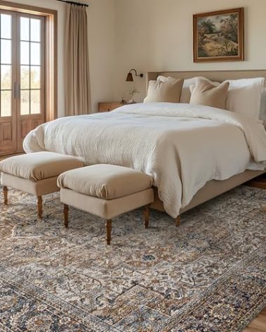 BILEEHOME Dining Room Rugs for Under Table Washable Country Vintage Area Rug for Living Room 6x9,Chocolate Brown