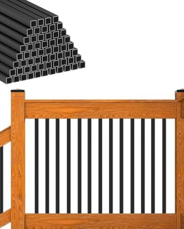 HZIU 50 Pack Deck Balusters 38" x 3/4" Staircase Baluster, Diameter 3/4" Metal Deck Spindle and Stairs Railing,Hollow Square Black Deck Balusters for Deck Railing Porch