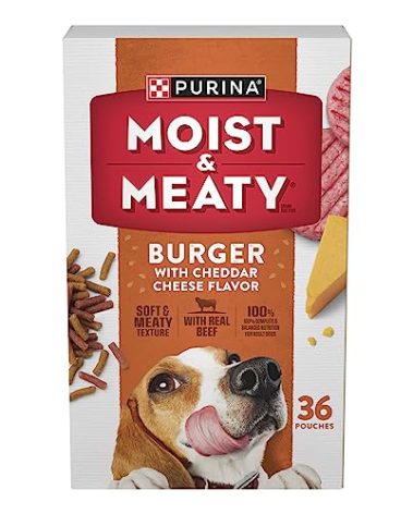 Purina Moist and Meaty Burger With Cheddar Cheese Flavor Dry Soft Dog Food Pouches - 36 ct. Pouch