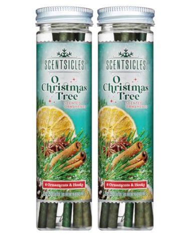 Scentsicles O Christmas Tree Scented Christmas Ornaments with Hooks - 2 Bottles (12 Sticks Total)