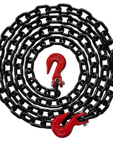 Falcon Cargo 3/8" X 12' Grade 80 Transport Binder Chain - 7,100 LBS WLL - Clevis Grab Hook, Tie-Down, Towing