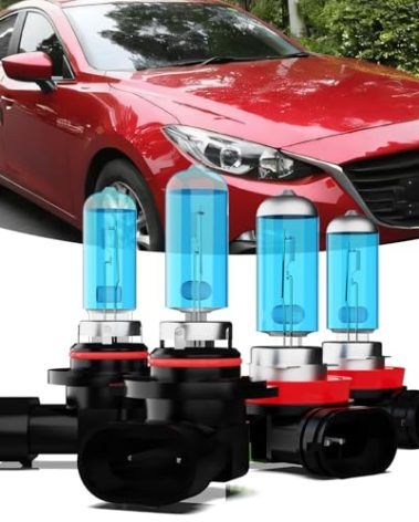 TTDBDAN Headlights Compatible with 2014 2015 2016 Mazda 3 Halogen Headlight Bulbs,9005/HB3/H10 High Beam & H11/H8/H9 Low Beam Headlight Bulbs For Mazda 3,Plug And Play,Pack of 4