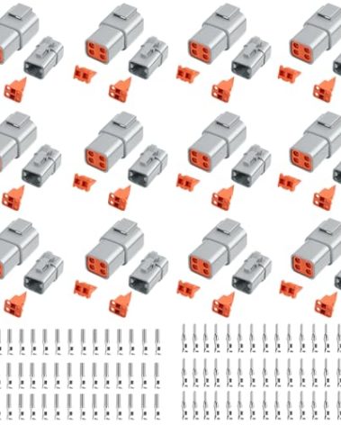 144 PCS Deutsch DTP Connector Kit 4 Pin Automotive Waterproof Connectors 12 sets with Size 12 Stamped Contacts Gauge 14-12 AWG Wire Size,25A