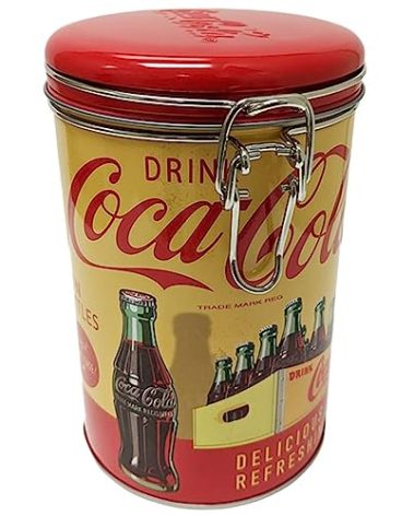 Distress Printed - Coca Cola Round Lock Top Lid with Clasp and Lock
