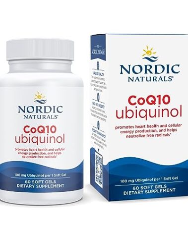 Nordic Naturals Nordic CoQ10 Ubiquinol - 60 Mini Soft Gels - 100 mg Coenzyme Q10 (CoQ10) Ubiquinol - Heart & Brain Health, Cellular Energy Production, Antioxidant Support - Non-GMO - 60 Servings
