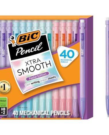 BIC Xtra Smooth Mechanical Pencil with Erasers, 0.7 mm Point, Refillable, 40-Count Pack