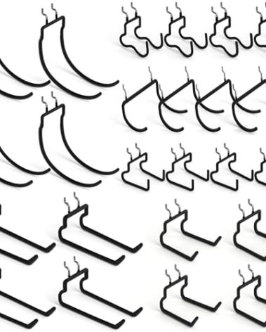 INCLY 24 Pack Heavy Duty Pegboard Hooks, 1/4" Pegboard Drill Holder Tool Utility Hooks, Peg Board Tool Hangers Accessories for Hanging Power Tools, Drill, Hammer, Workbench, Garage