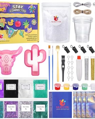 MUBYOK M139 57PCS Car Freshie Supplies Starter kit with Unscented Aroma Beads,Silicone Molds,Acrylic Paint,Mica Powder,Glitter and Accessories (Make 4 Freshies)