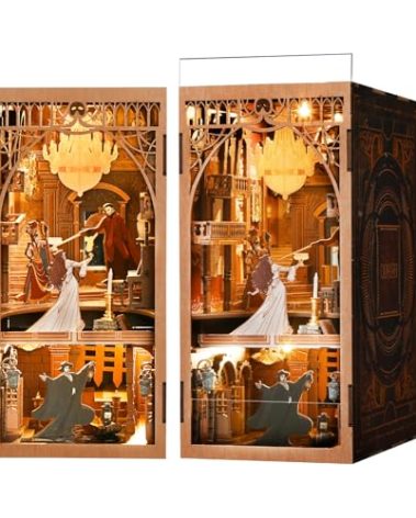 CCCDF Book Nook Kit, DIY Miniature Dollhouse Booknook Kit, 3D Wooden Puzzle Bookend Bookshelf Insert Decor with LED Light for Teens and Adults (Phantom of The Opera)