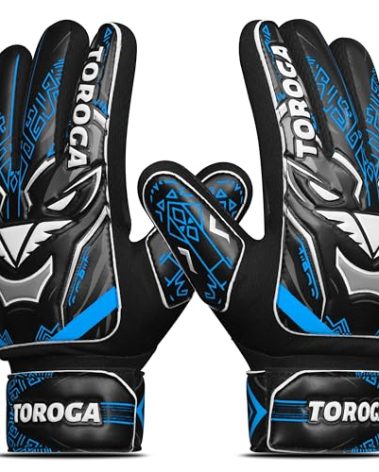GRIPKNOX Goalkeeper Gloves for Kids & Youth – Soccer Goalie Gloves, Strong Latex Grip, Double Wrist Support & Breathable Mesh – Boys Football Gloves(Blue, 4)